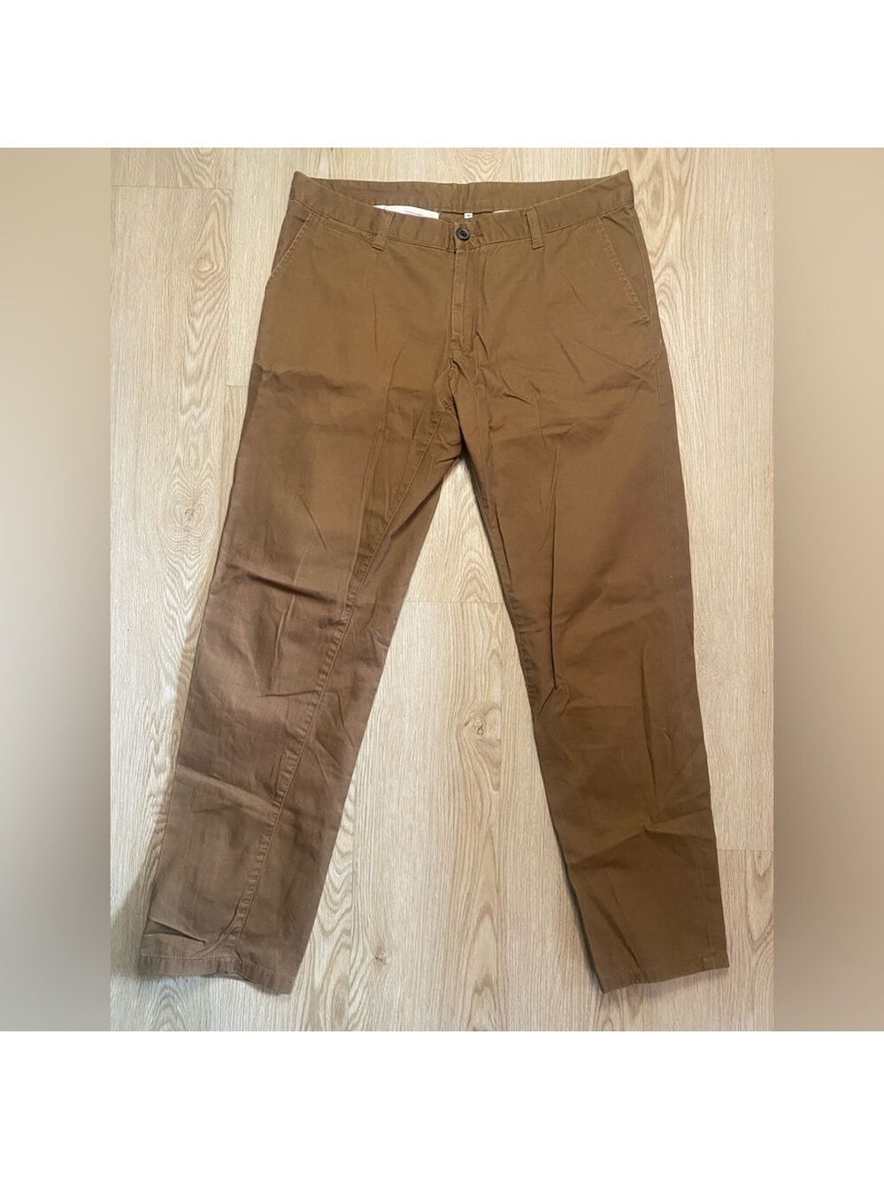 Effortless Everyday Men's Summer Cotton Trousers Relaxed Fit Brown Size 46